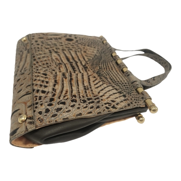 Merrell McGuiness Croc Embossed Leather Reversible Handbag Clutch Rare - Picture 12 of 16